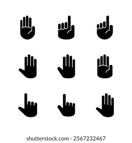 Hand icon set. hand vector icon, palm,click