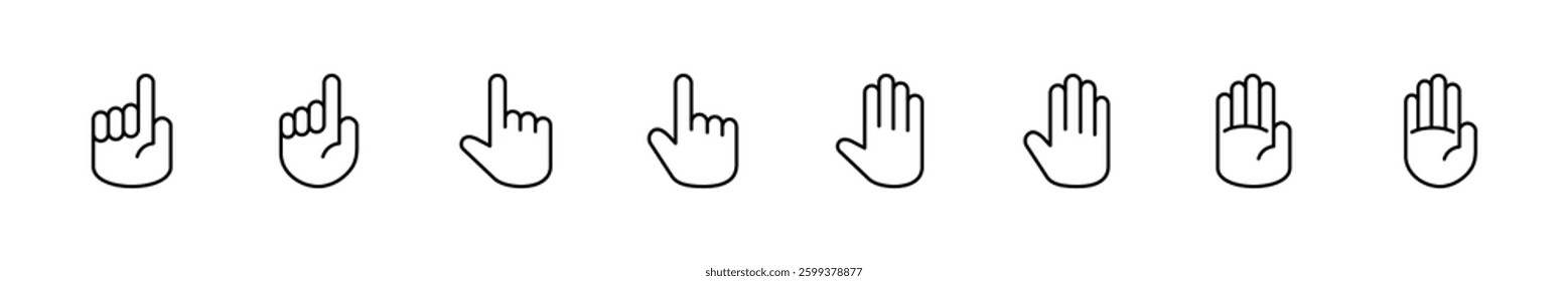 Hand icon set. hand vector icon, palm,click
