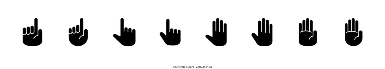 Hand icon set. hand vector icon, palm,click