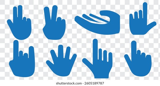 Hand icon set. hand vector icon, palm,click