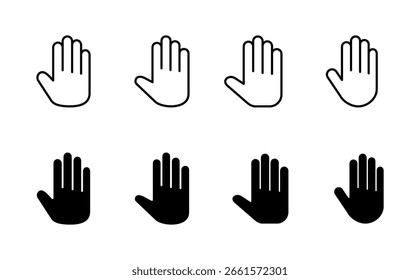 Ícone de mão definido. ícone de vetor de mão, palma da mão, clique