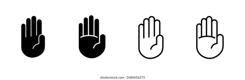 Ícone de mão definido. ícone de vetor de mão, palma da mão, clique