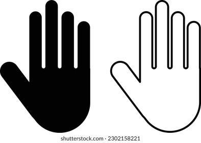 hand icon set vector in two styles isolated on white background . stop hand icon