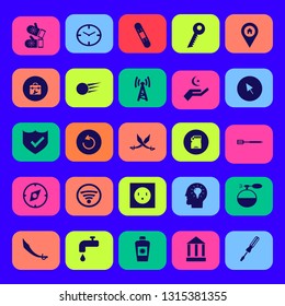 hand icon set with watch face, water tap and cologne spray vector illustration