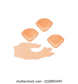 hand icon, shell, vector illustration