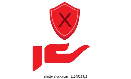 Hand icon and shield protection.