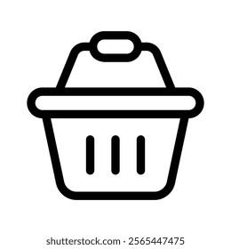 A hand icon of shopping basket in modern style