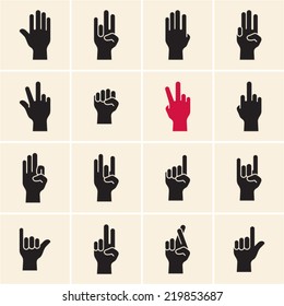 Hand Icon. Sign Language. Gestures. Fingers