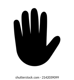 Hand icon. Silhouette palm people. Vector illustration, isolated on white background.