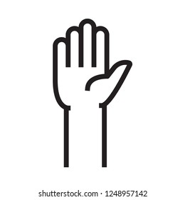 Hand up icon. Simple flat design. Isolate on white background.