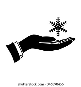 Hand icon and snowflake. Vector isolated illustration.