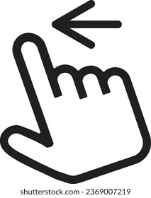 Handsymbol für soziale Medien. Zeigefinger. Ziehen Sie Symbol. handschwarzer Vektor. Pfeilbild. Hand in Bewegung. Icon für ux