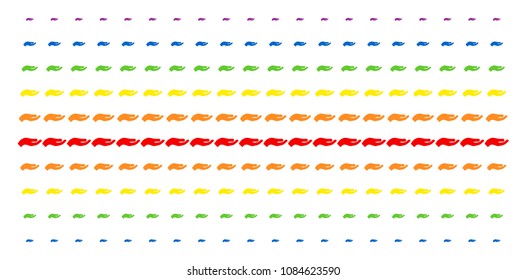 Hand icon spectrum halftone pattern. Vector objects arranged into halftone matrix with vertical spectral gradient. Constructed for backgrounds, covers, templates and abstract concepts.