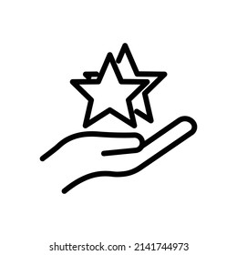 Hand icon with star. suitable for favorite symbol, featured, best. line icon style. simple design editable. Design template vector