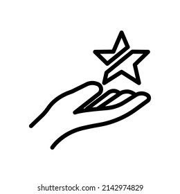 Hand icon with star. suitable for favorite symbol, featured, best. line icon style. simple design editable. Design template vector