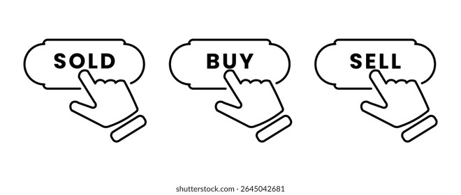 hand icon that selects sell, buy, sold