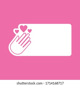 A hand icon that thanks you with the symbol of love. Social media stickers.