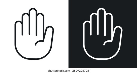 Icono de mano en color negro de línea fina. ilustración de símbolos de Vector simple plano.