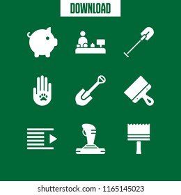 hand icon. This set with joystick, cash register, animal solidarity and brush vector icons for mobile and web