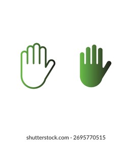 hand icon with two versions and dark green color
