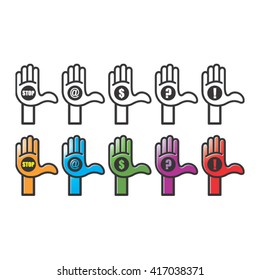 hand icon variations vector drawing