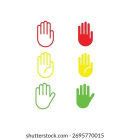 Handsymbol mit verschiedenen Farben