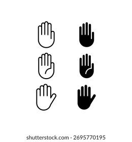 Handsymbol in verschiedenen Versionen mit Schwarz-Weiß-Farben