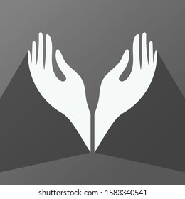 Hand icon. vector illustration of cupped hands