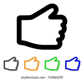 Hand icon. Vector illustration style is a flat line iconic hand symbol with black, gray, green, blue, yellow color versions. Designed for web and software interfaces.