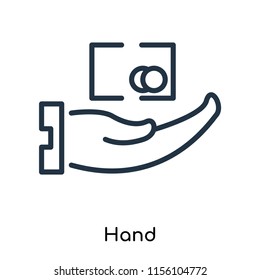 Hand icon vector isolated on white background, Hand transparent sign , thin symbols or lined elements in outline style