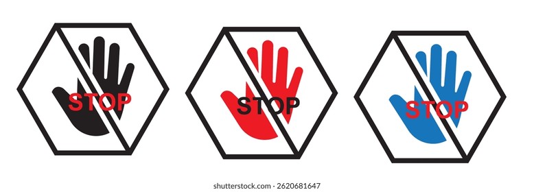 Hand icon vector isolated on white background. Hand gesture. hand stop . 