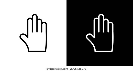Hand icon. Vector linear icon isolated in black and white