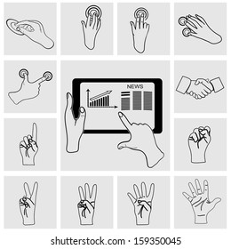 Hand icon. Vector set.