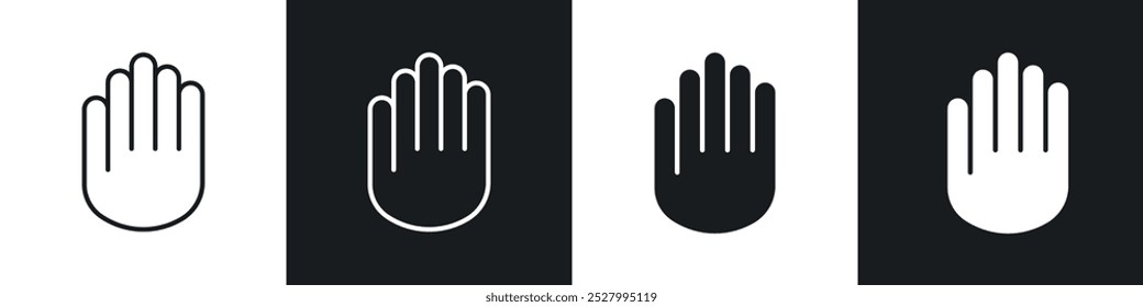 Conjunto de iconos de Vector de iconos de mano con estilo relleno y delineado en negro.