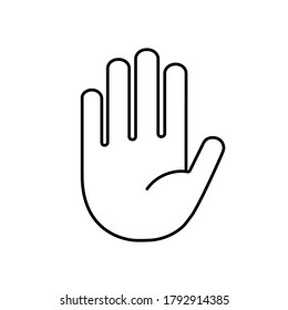 Hand icon. Vector stop symbol. Palm outline. Sign silhouette hand