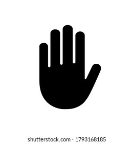 Hand icon. Vector stop symbol. Palm outline. Sign silhouette hand