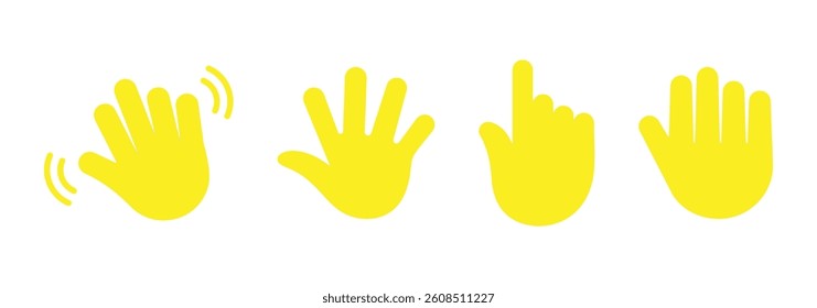 Hand icon vector. Yellow hand waving, gesture, pointing sign symbol vector.