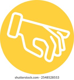 Icono de la mano quiere tomar el elemento aislado fondo amarillo