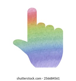 Hand icon. Watercolor effect