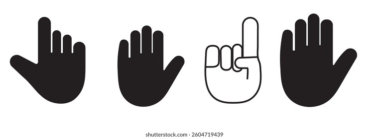 Hand Icon with White Fill - Editable Stroke