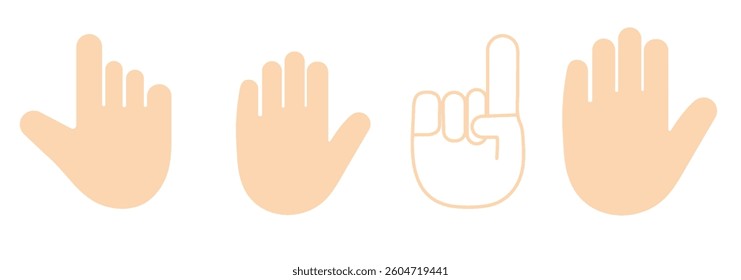 Hand Icon with White Fill - Editable Stroke