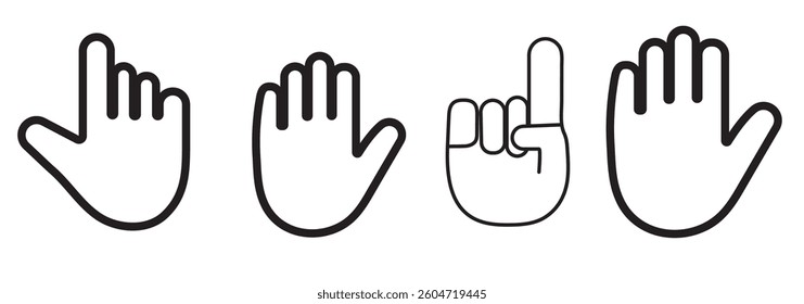Hand Icon with White Fill - Editable Stroke