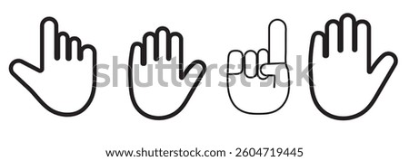 Hand Icon with White Fill - Editable Stroke