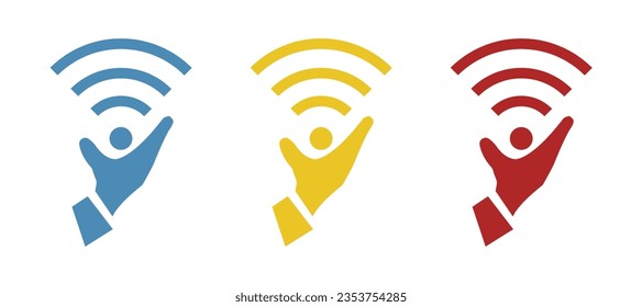 hand icon, Wi-Fi on a white background, vector illustration