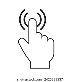 Hand icon,Hand click,cursor hand,Finger cursor, hand icon pointer,Touch icons, on white background,Vector illustration, Black waves, flat, isolated, horizontal,