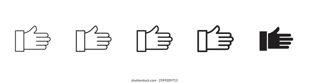 Hand icons in black outline, solid and colored style