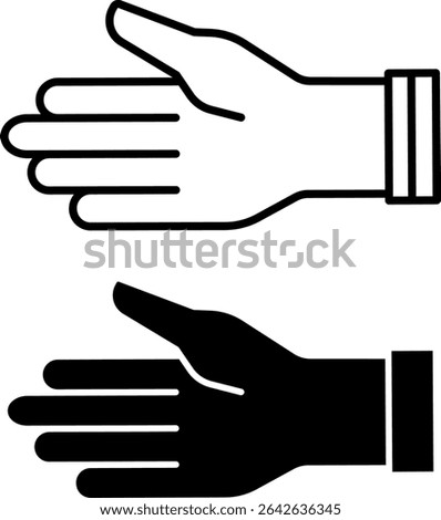 Hand Icons. Black and White Vector Illustrations. Medicine. Human Upper Limb, Fingers. Concept Anatomy