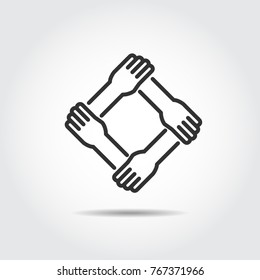 Hand Icons Business People , Work Group Team Together Vector