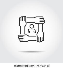 Hand Icons Business People , Work Group Team Together Vector