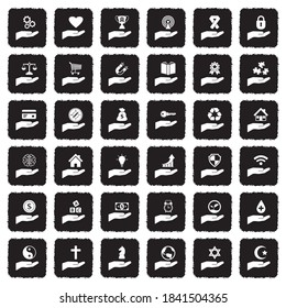 Hand Icons. Grunge Black Flat Design. Vector Illustration.